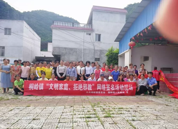 广西来宾市桐岭镇开展“文明家庭 拒绝邪教”网络签名活动
